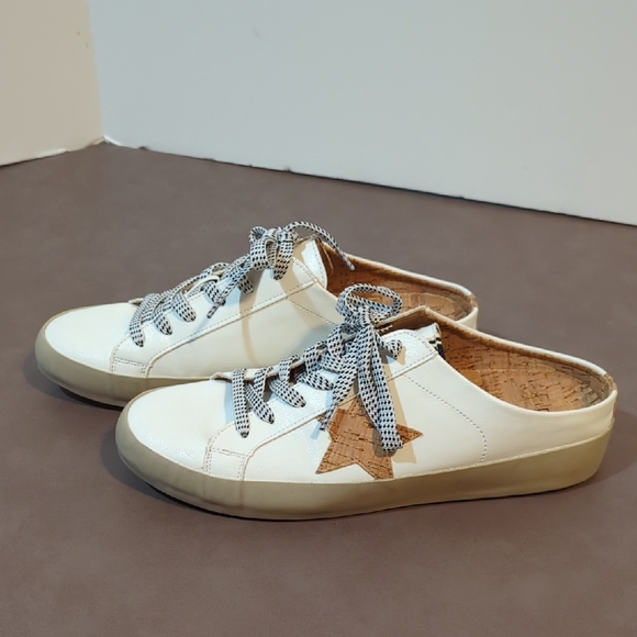 ShuShop Shoes - Shu Shop Polka Sneakers Open Back Cork Look Star And Insoles Women's Size 8 1/2